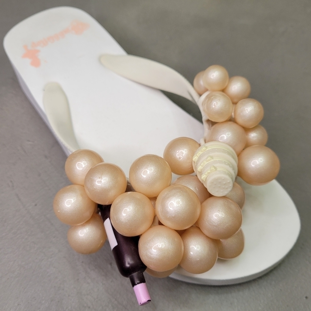 💍💎Platform Wedding Bridal Flipflops Women Size 6 [EUC] with Bubbles - Picture 7 of 17